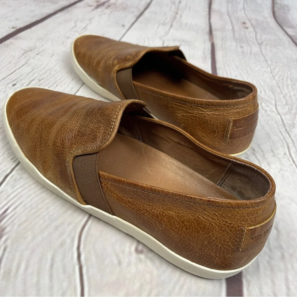 FRYE Dylan men's cognac brown leather slip-on loafer shoes, size 9.5 - Picture 12 of 15